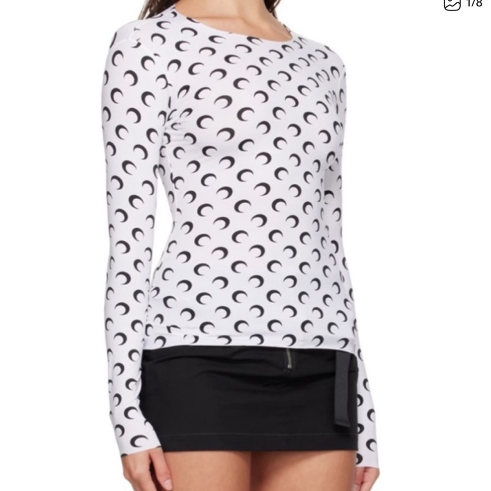 Marine Serre Black and White Crescent Long Sleeve Top